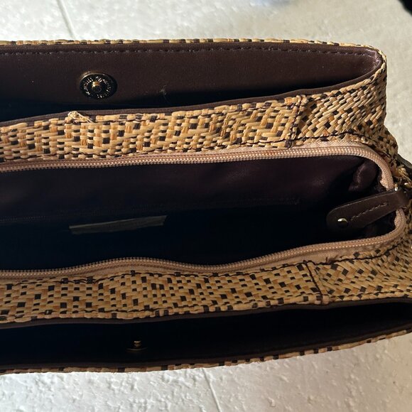 Liz Claiborne Crossbody Bag 10H " x 13W" Brown & Raffia Casual Office - Picture 5 of 7